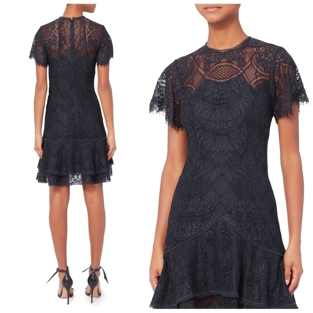 Jonathan Simkhai Navy Flutter Lace Mini Dress - image 2